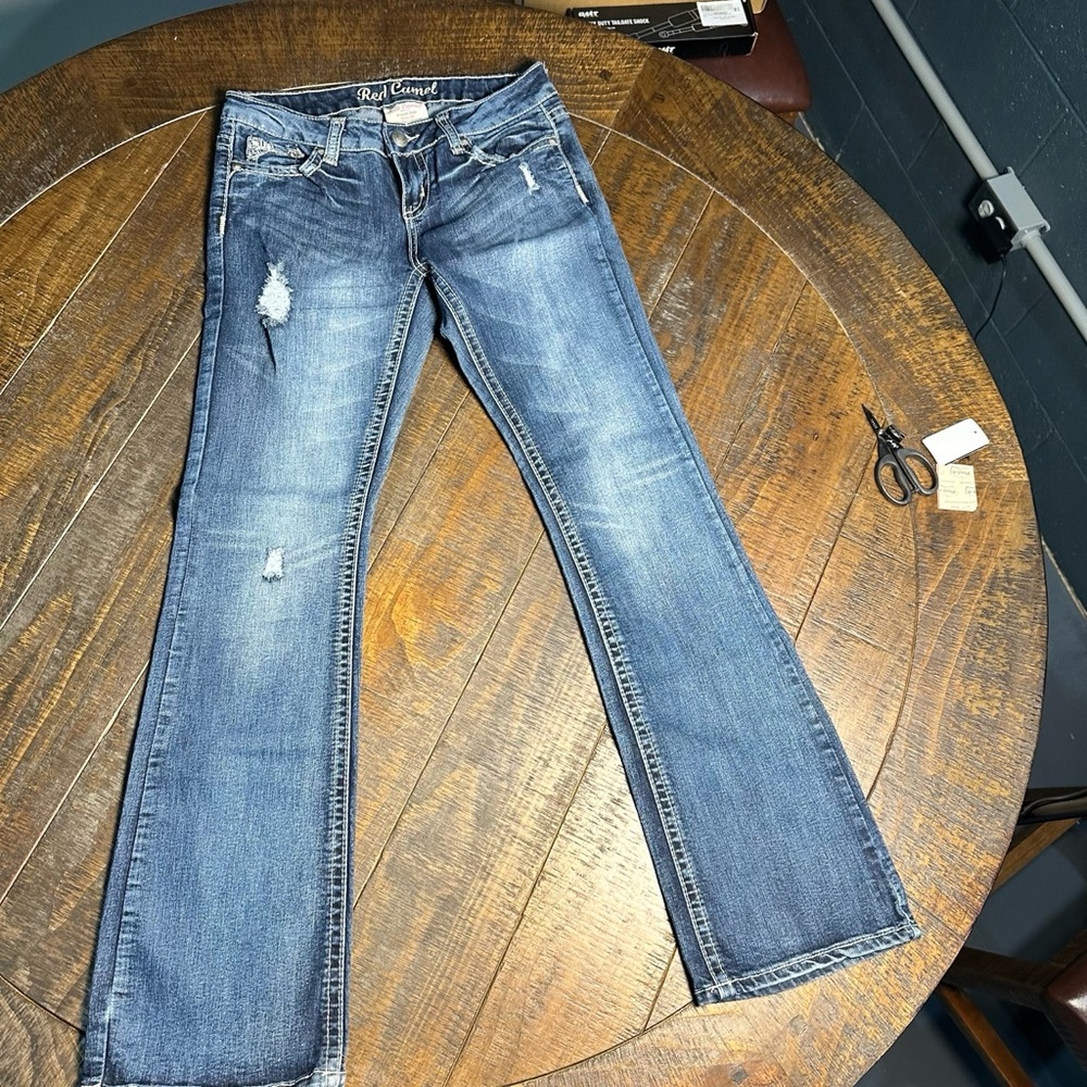 Red Camel Bootcut Jeans Womens 9R Distressed Embroidered Pockets 32x40